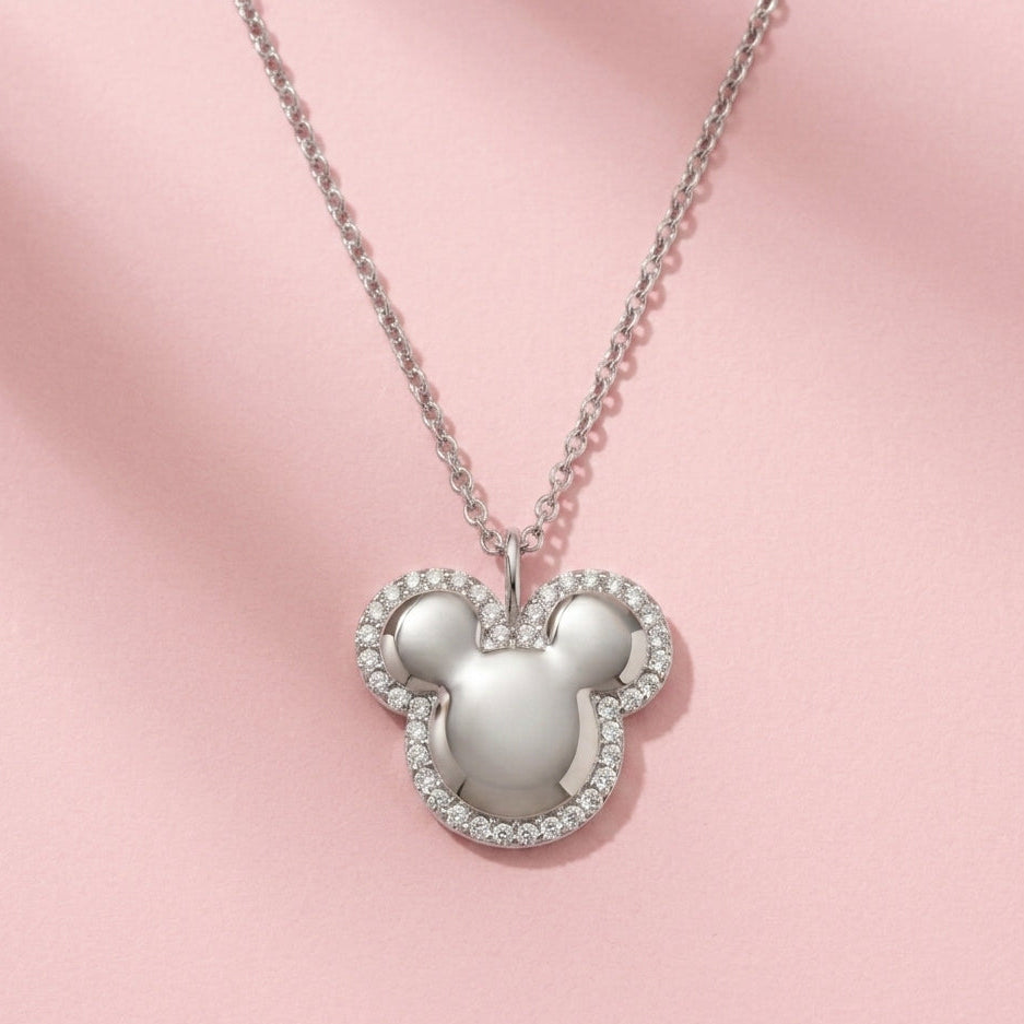 Teddy Pendant in Sterling Silver with Moissanite