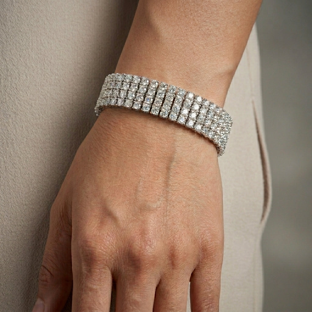 Multi Row Moissanite Bracelet in Sterling Silver