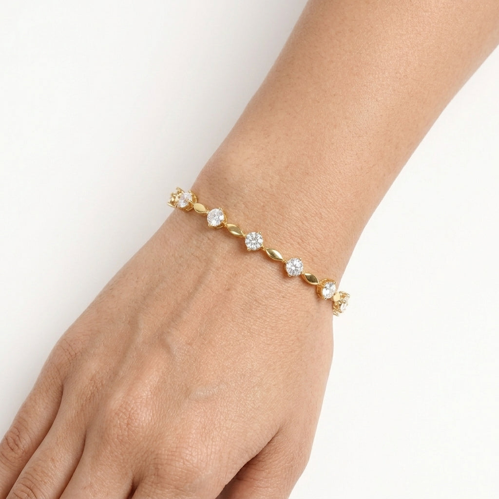 Moissanite Link Bracelet in Sterling Silver, perfect for every occasion