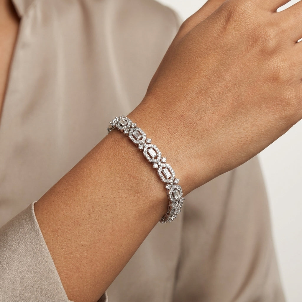 Vintage Luxe Moissanite Bracelet in 925 Silver for Women