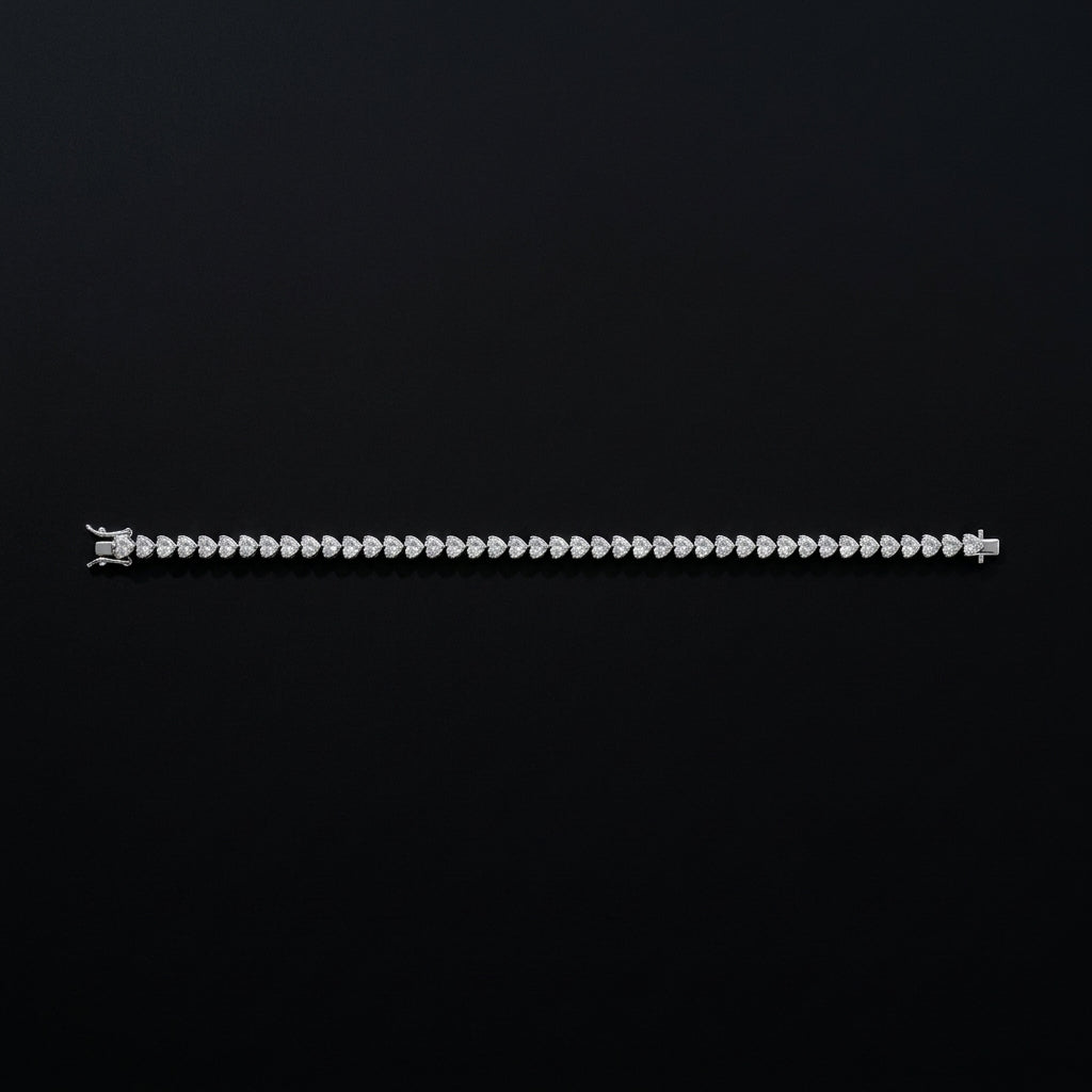 Heart Shape Moissanite Tennis Bracelet in Sterling Silver