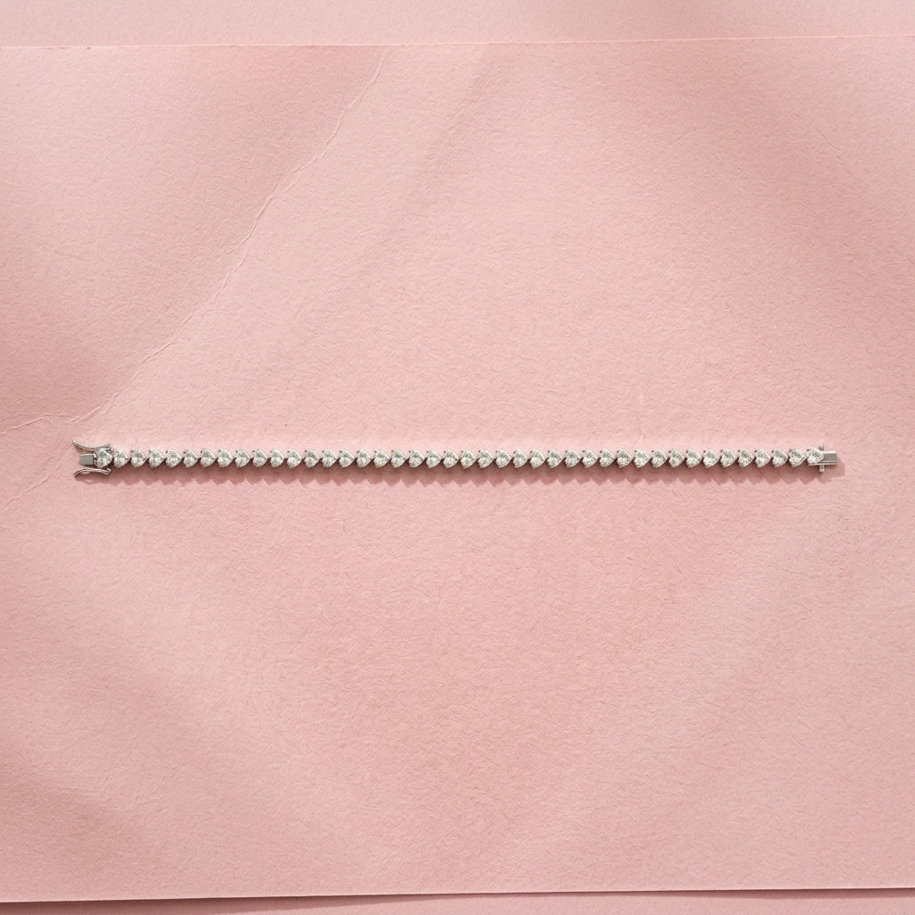 Heart Shape Moissanite Tennis Bracelet in Sterling Silver
