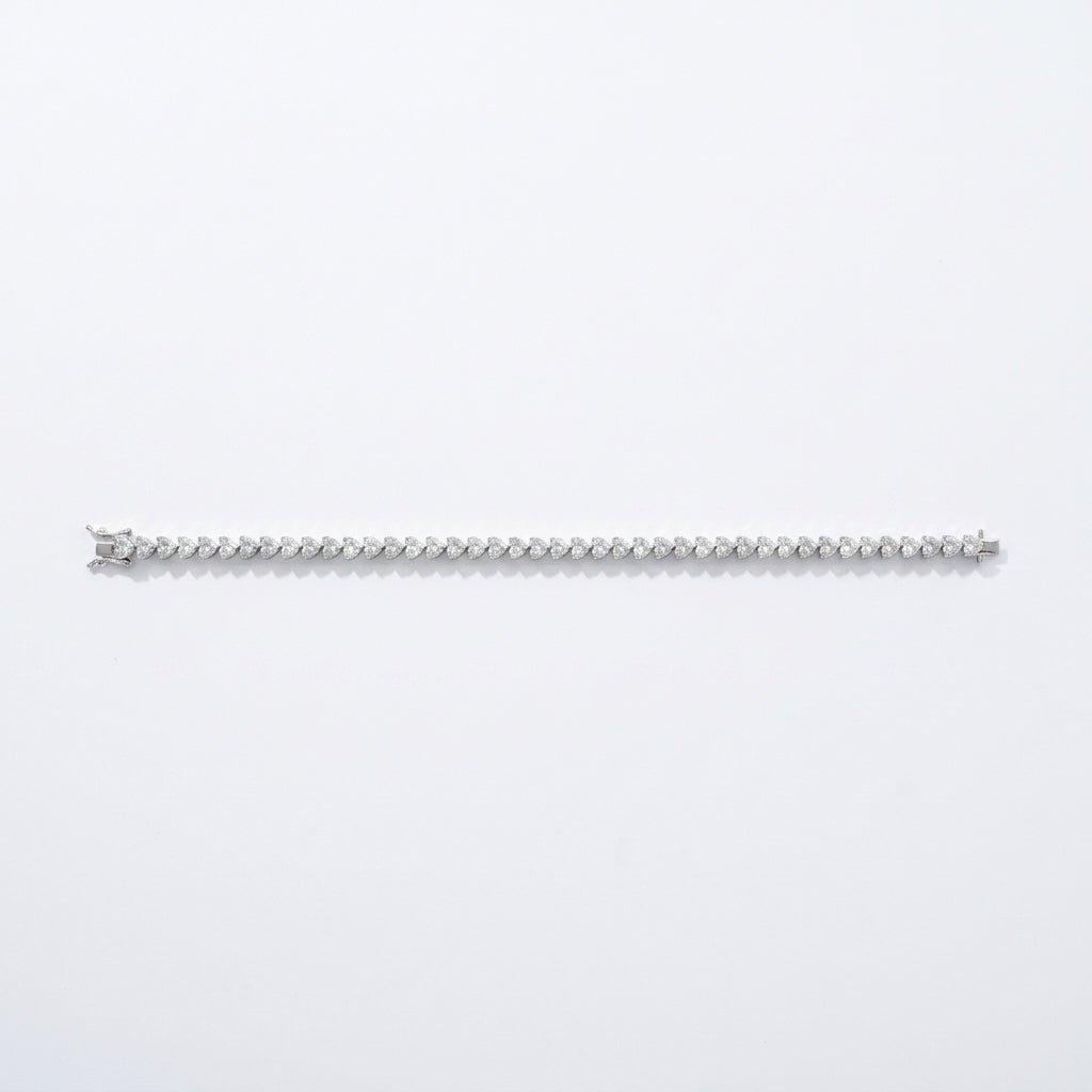 Heart Shape Moissanite Tennis Bracelet in Sterling Silver