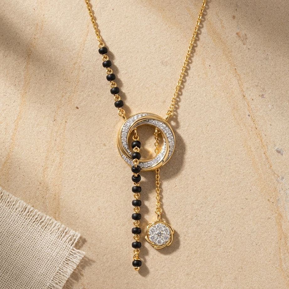 Unity Drop Moissanite Mangalsutra in 925 Silver with Rhodium Plating |  Everyday Wear Mangalsutra