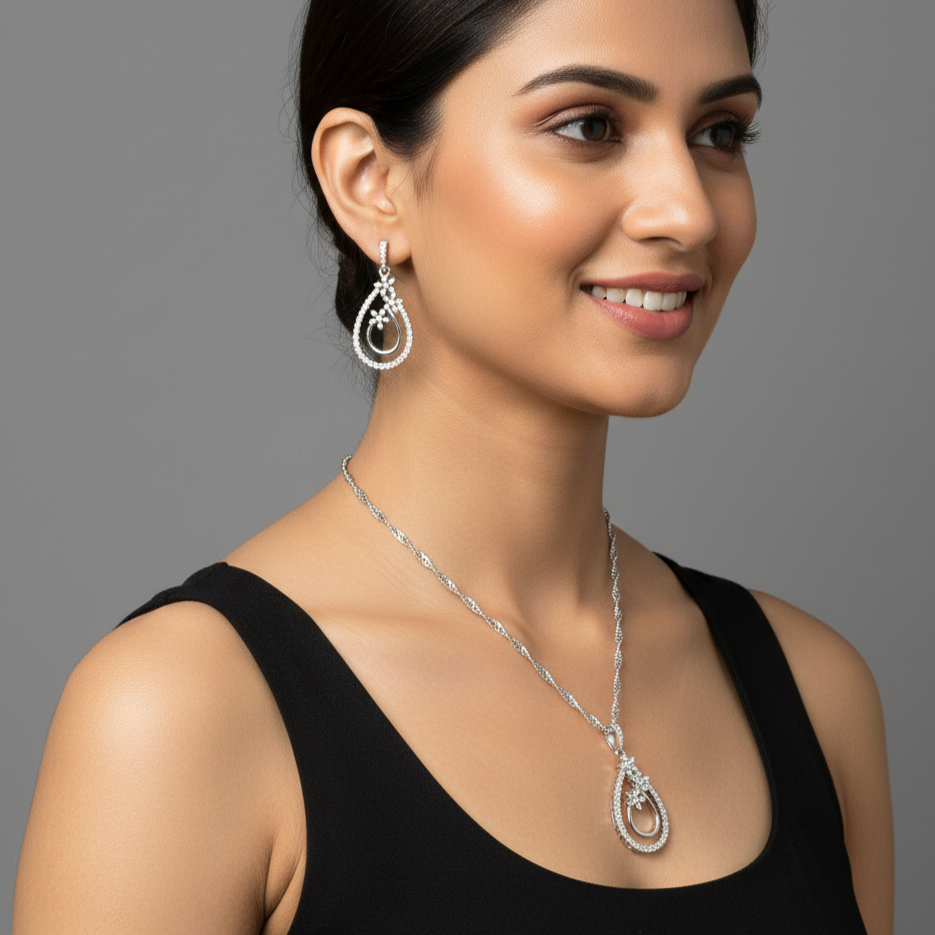 Majestic Radiance Moissanite Pendant Set in Sterling Silver