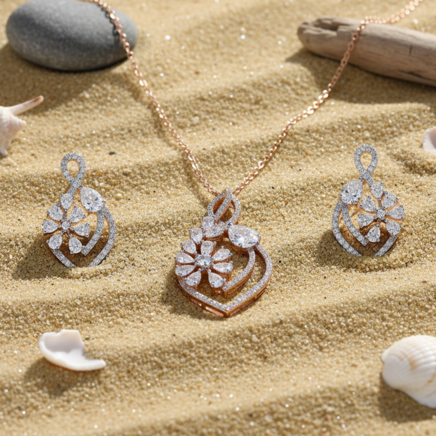 Elegant Moissanite Halo Pendant Set in 925 Silver for Brides
