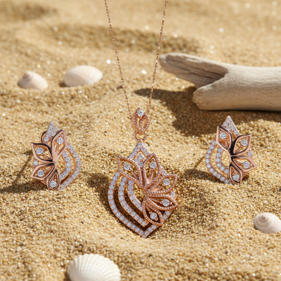 Elegant Rose Gold Rhodium Pendant Set with Moissanite Diamond