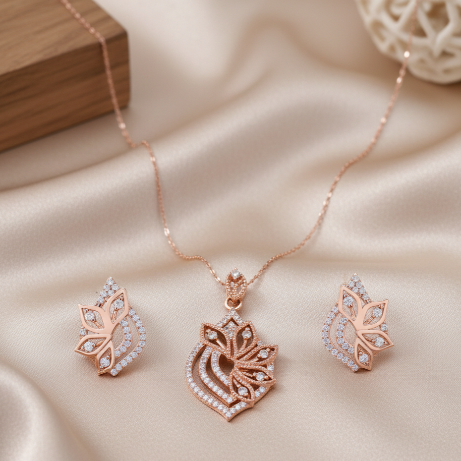 Elegant Rose Gold Rhodium Pendant Set with Moissanite Diamond