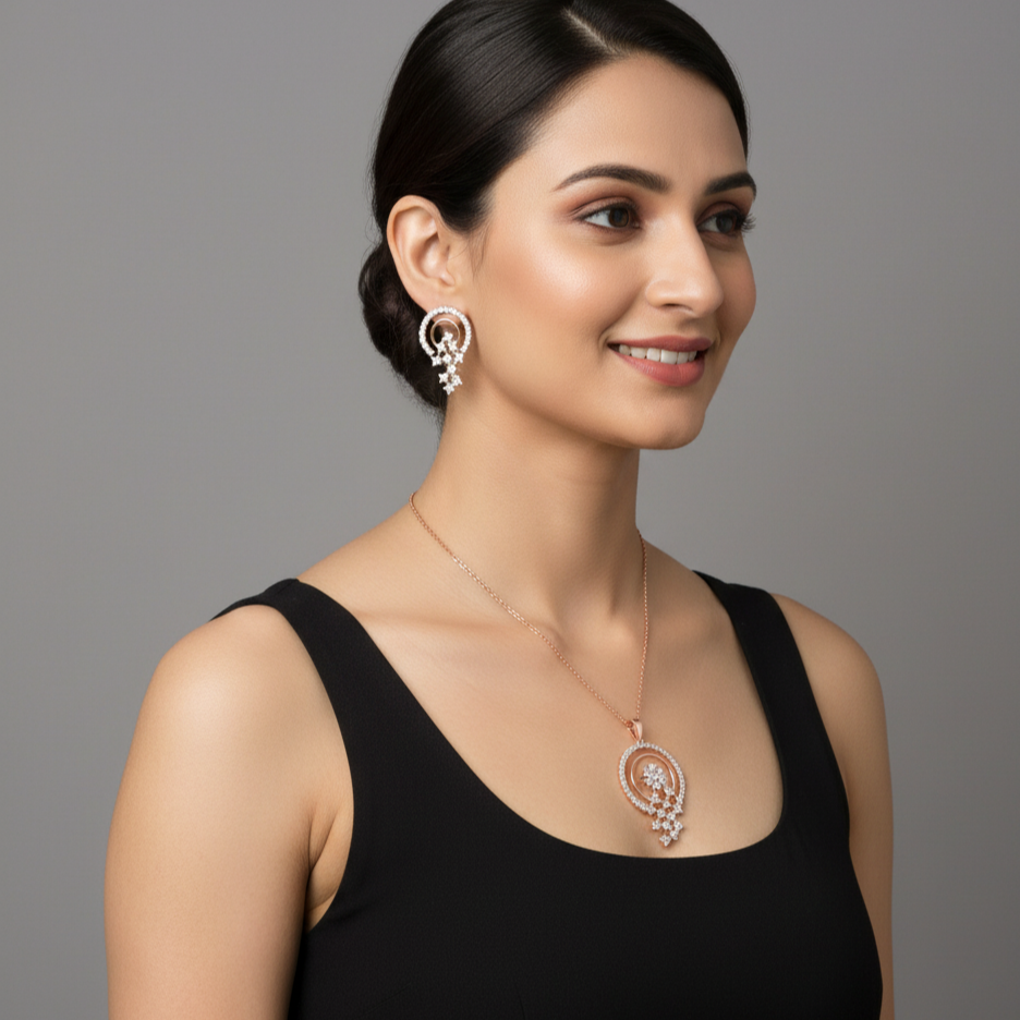 925 Sterling Silver Regal Grace Pendant Set in Moissanite