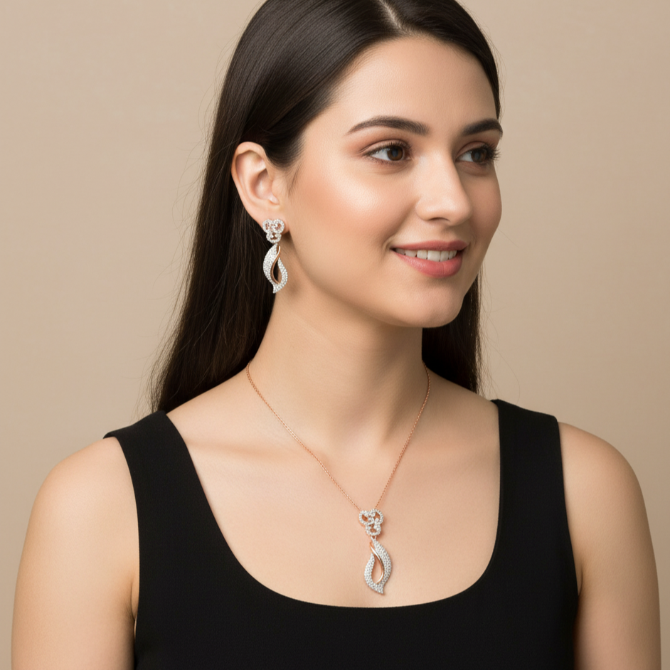 Affordable Moissanite Pendant Set in Rose Gold Finish