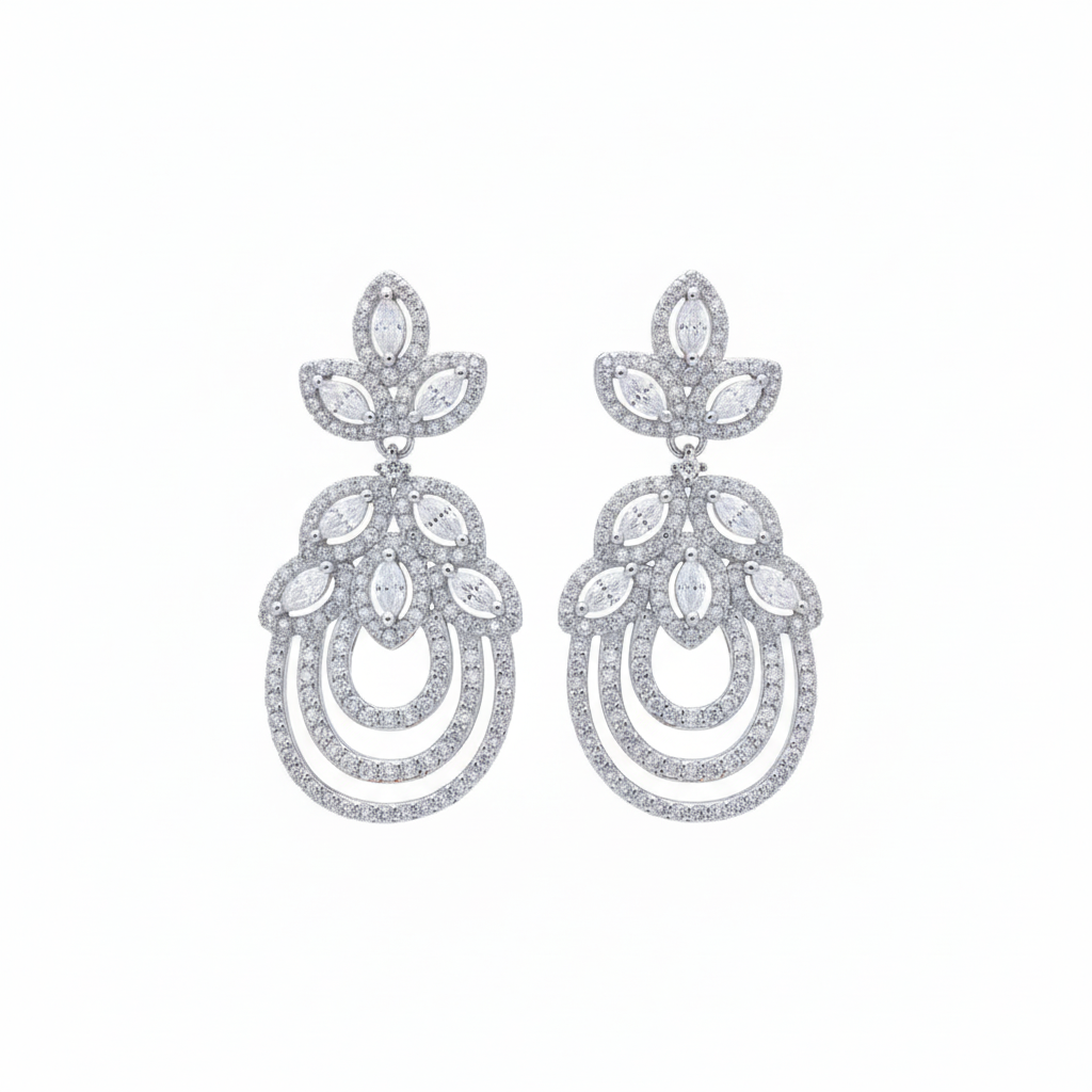 Moissanite Floral Fantasy Sterling Silver Earrings