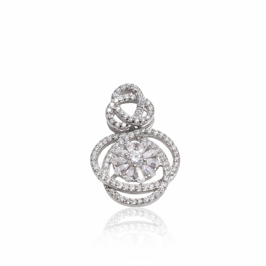 Infinity Love Knot Silver Pendant in Silver with Moissanite