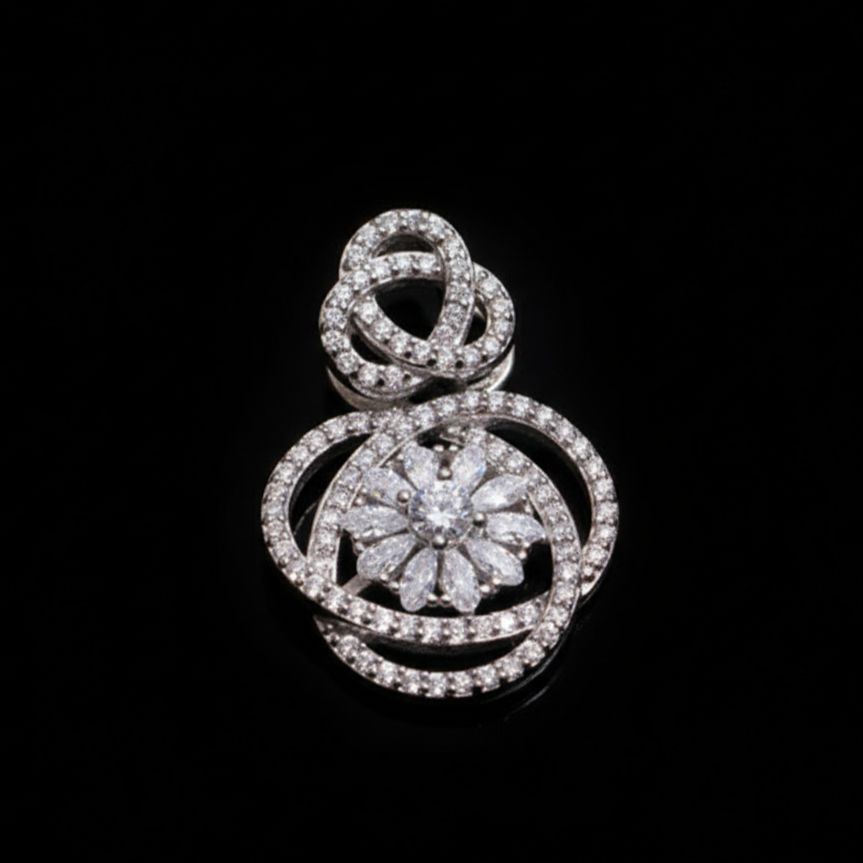 Infinity Love Knot Silver Pendant in Silver with Moissanite
