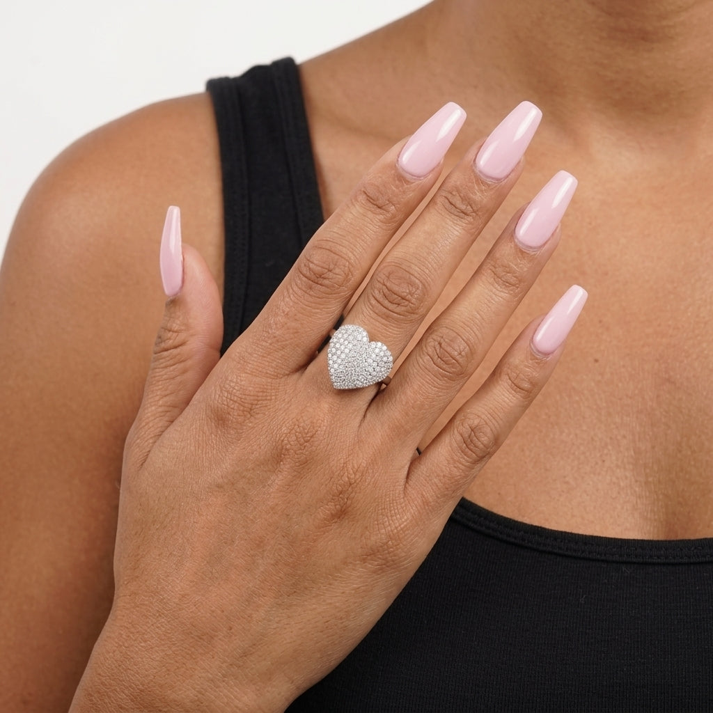 Love Blossom Ring with Moissanite in Sterling Silver