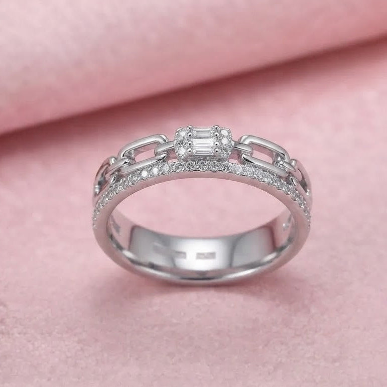Moissanite with Silver Eterna Ring band for Daily Wear