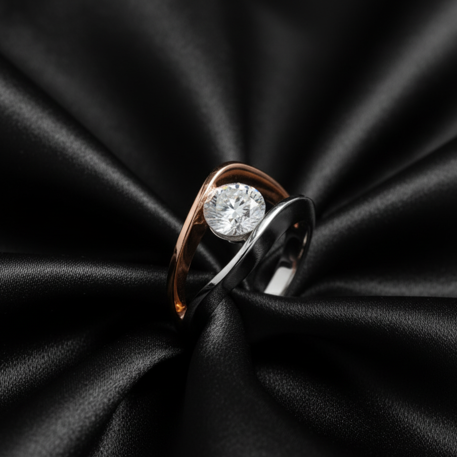Moissanite Semi Mount Ring for him in Silver