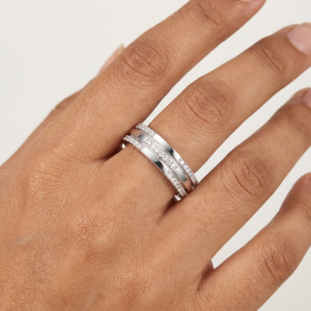 Sterling Silver 3 stack Moissanite Ring| perfect for daily wear