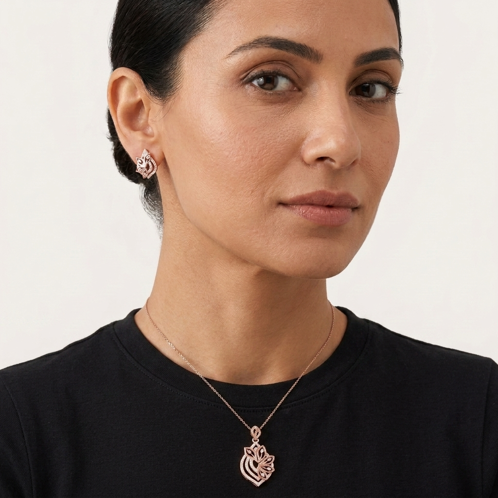 Elegant Rose Gold Rhodium Pendant Set with Moissanite Diamond