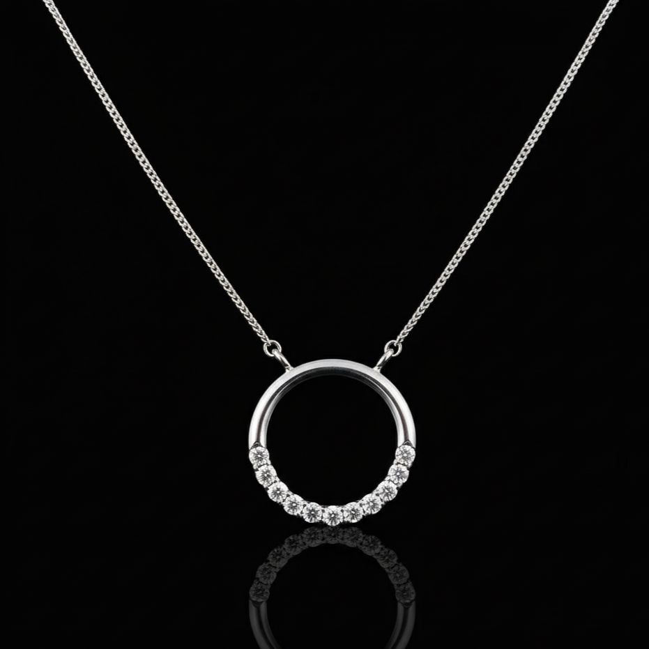 Round Moissanite Pendant in Silver