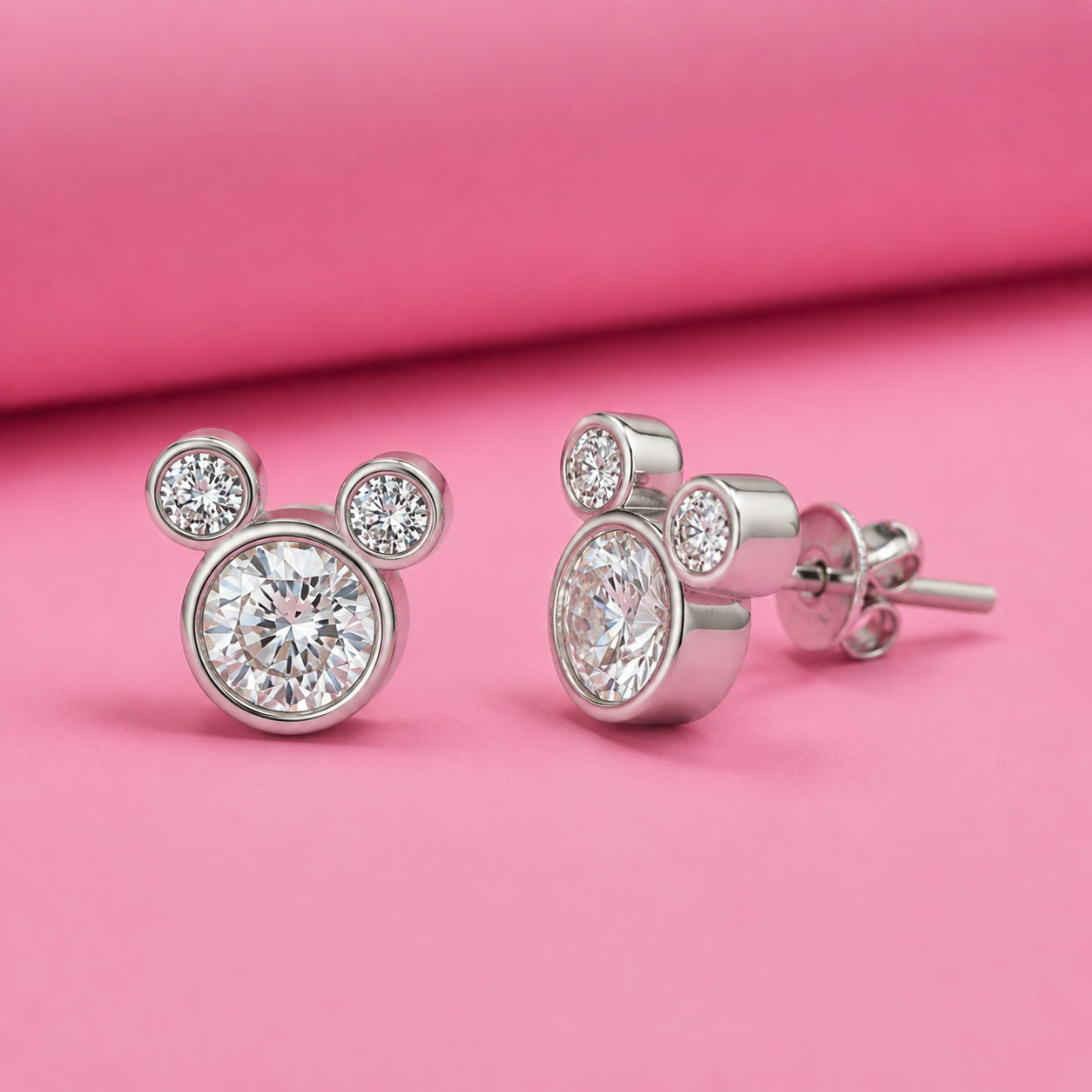 Tiny Teddy Moissanite Studs for Kids in 925 silver