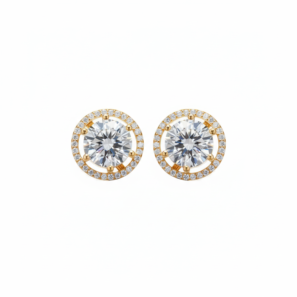 Round Brilliant Moissanite Silver Studs for daily wear