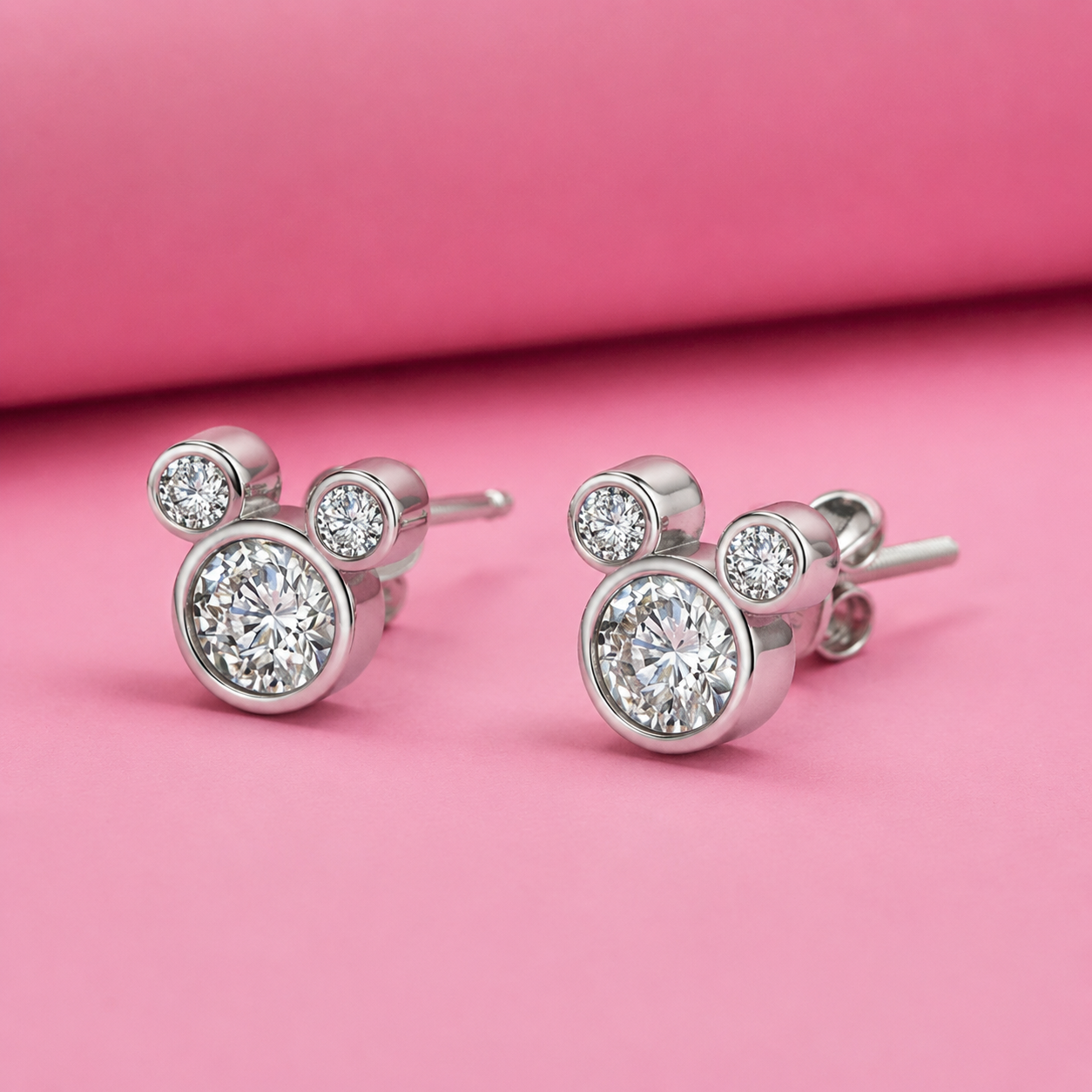 Tiny Teddy Moissanite Studs for Kids in 925 silver