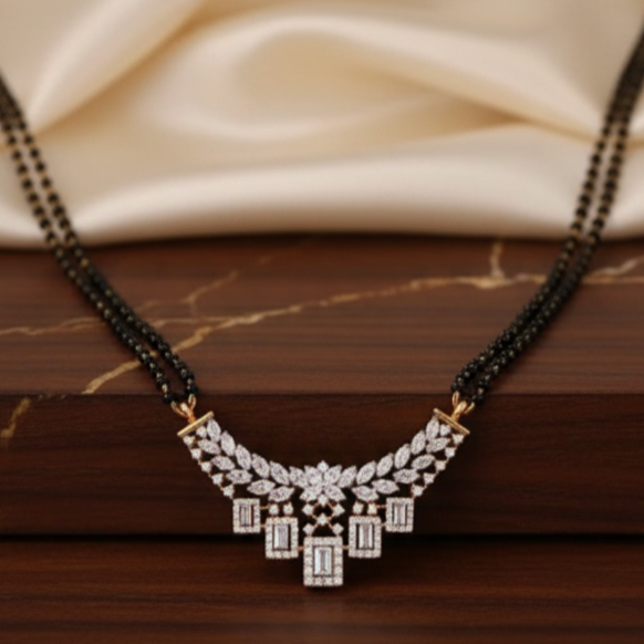 Latest Moissanite Mangalsutra Pendant | Wedding, Bridal & Everyday wear in Silver