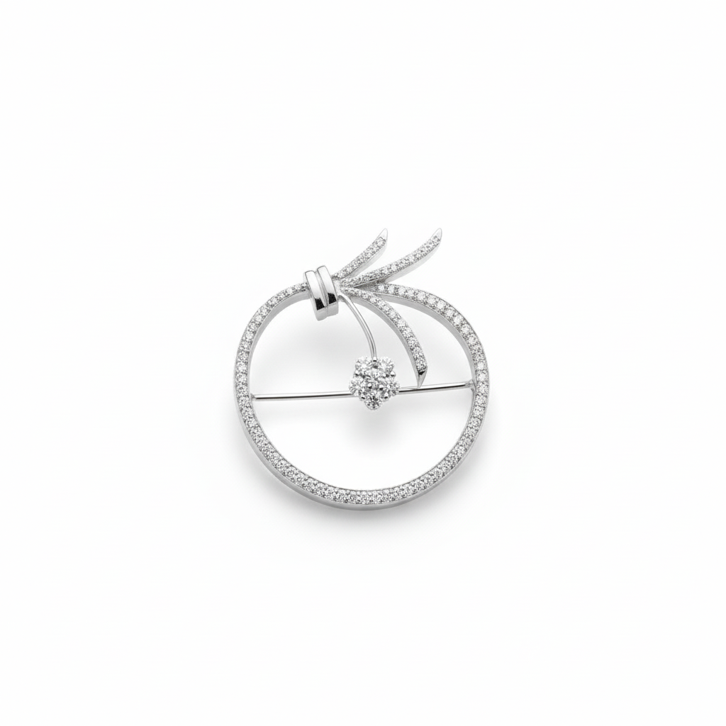 Elegant Apple Design Moissanite Brooch Pin for Men’s Suit or Kurta