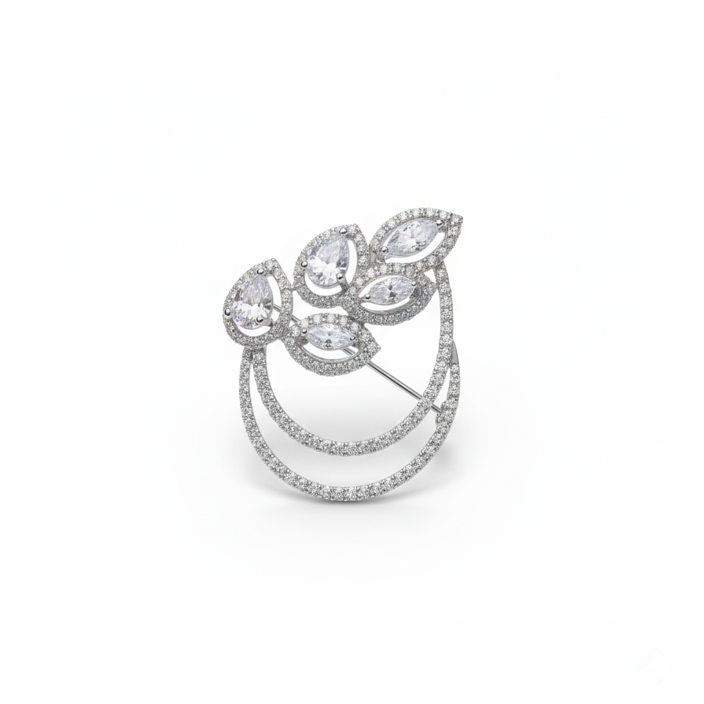 Moissanite Pear & Marquise Shape Designer Brooch for Men